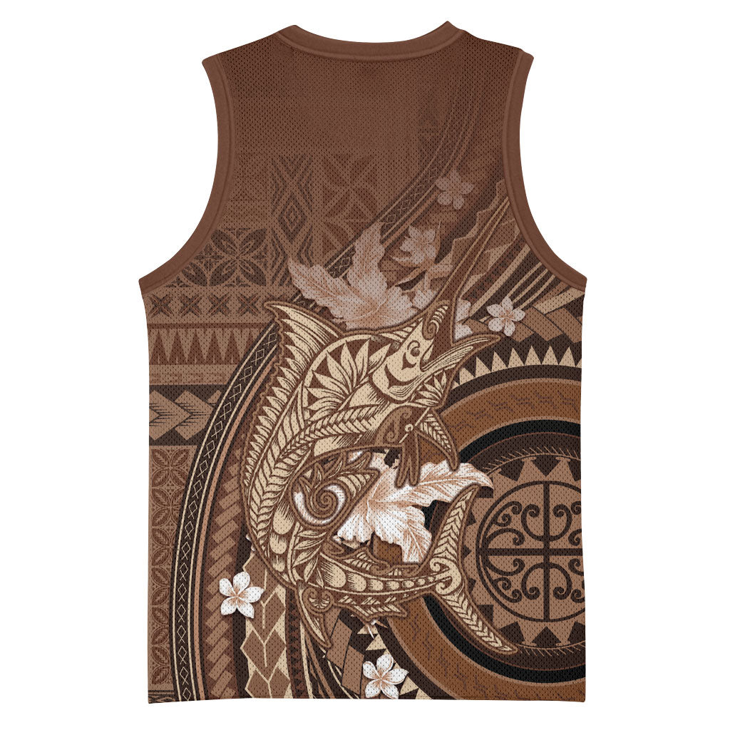 Samoa Tatau Marlin Basketball Jersey With Siapo Motifs Brown