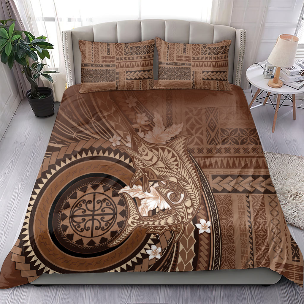 Samoa Tatau Marlin Bedding Set With Siapo Motifs Brown
