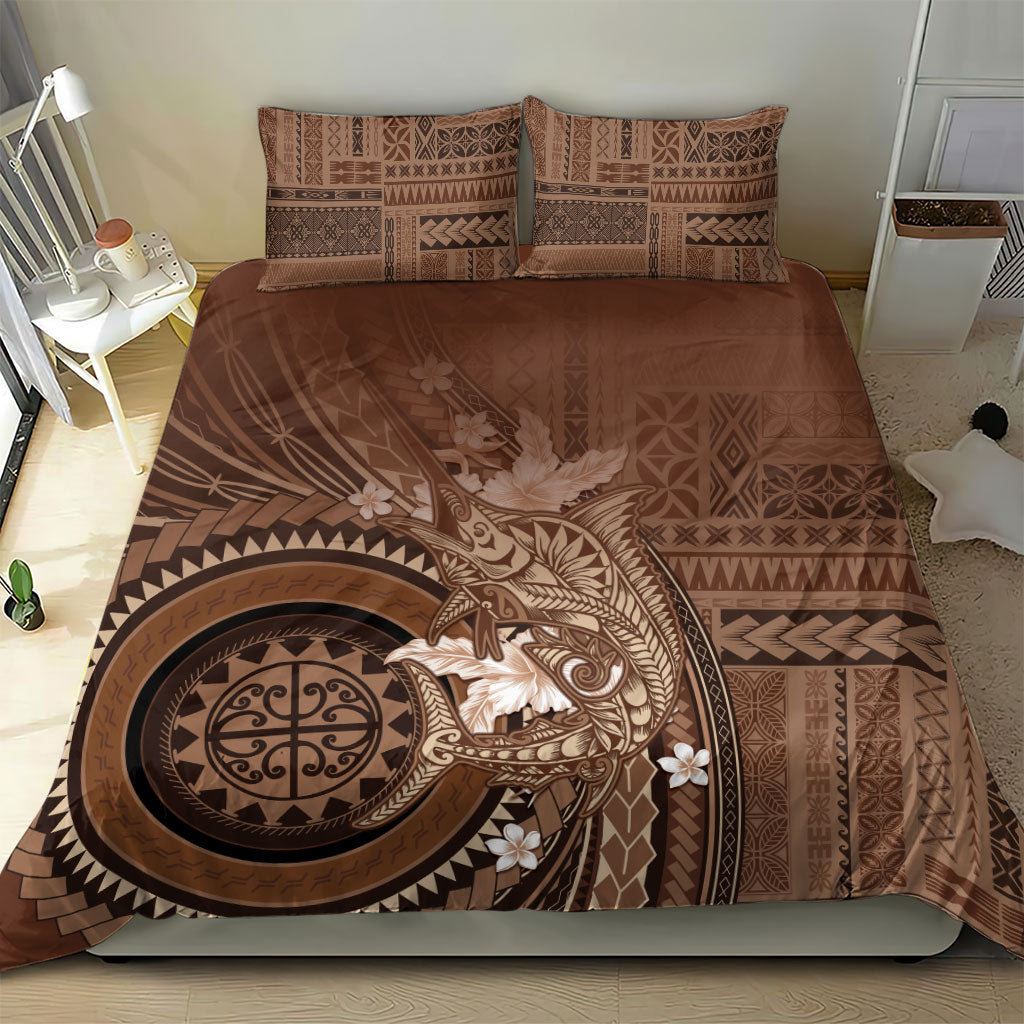 Samoa Tatau Marlin Bedding Set With Siapo Motifs Brown