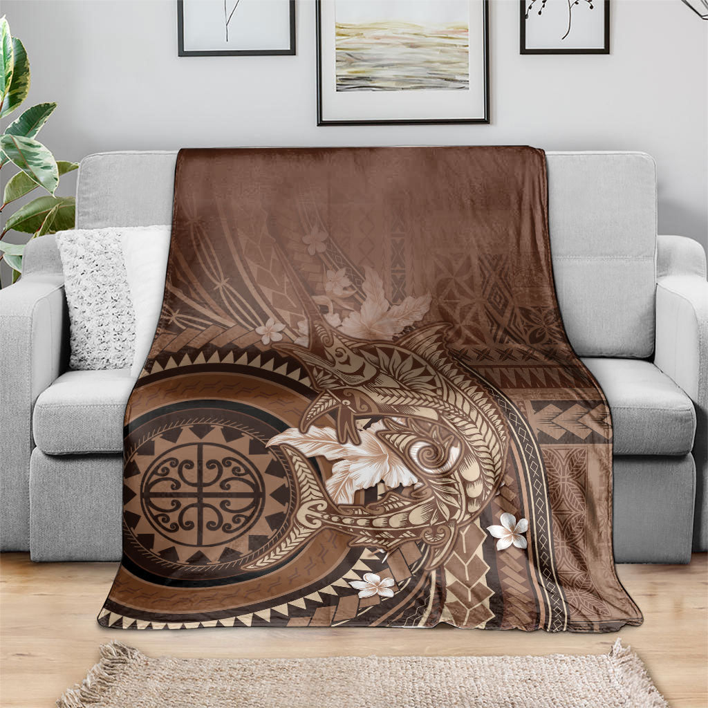 Samoa Tatau Marlin Blanket With Siapo Motifs Brown