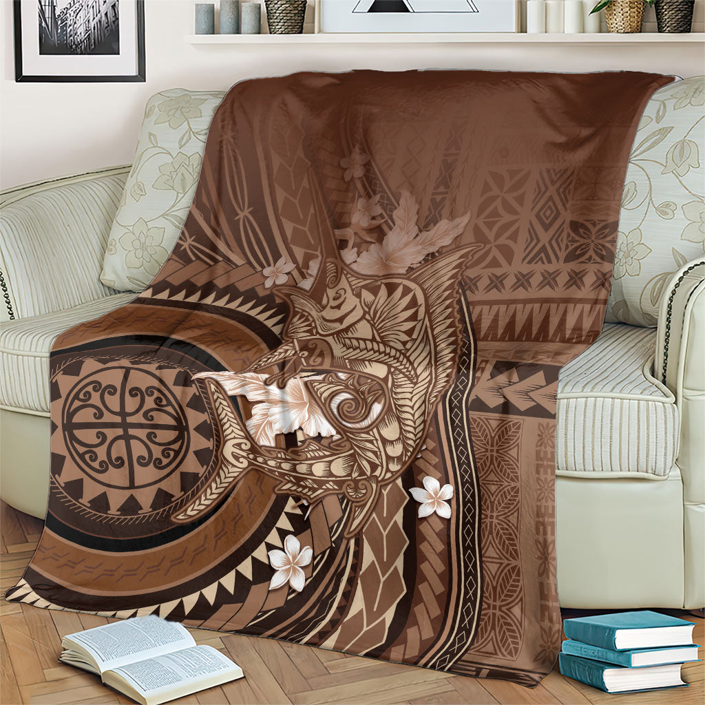 Samoa Tatau Marlin Blanket With Siapo Motifs Brown
