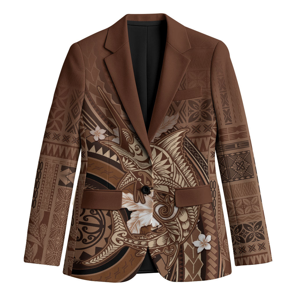 Samoa Tatau Marlin Blazer With Siapo Motifs Brown