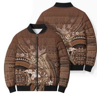 Samoa Tatau Marlin Bomber Puffer Jacket With Siapo Motifs Brown