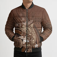 Samoa Tatau Marlin Bomber Puffer Jacket With Siapo Motifs Brown