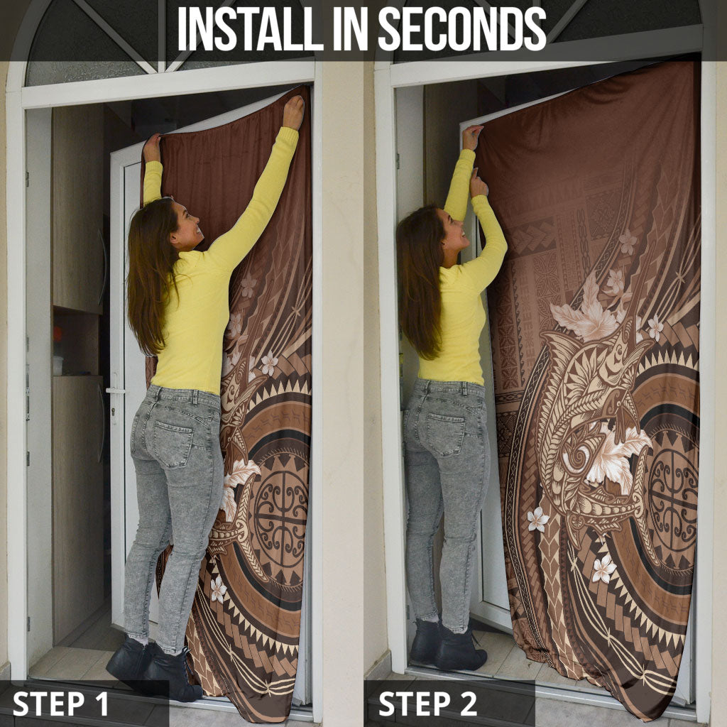 Samoa Tatau Marlin Door Cover With Siapo Motifs Brown