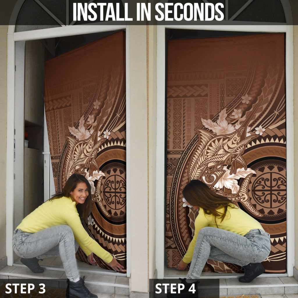 Samoa Tatau Marlin Door Cover With Siapo Motifs Brown
