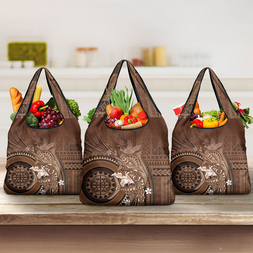 Samoa Tatau Marlin Grocery Bag With Siapo Motifs Brown