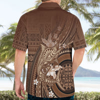 Samoa Tatau Marlin Hawaiian Shirt With Siapo Motifs Brown