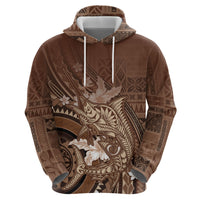 Samoa Tatau Marlin Hoodie With Siapo Motifs Brown