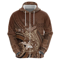 Samoa Tatau Marlin Hoodie With Siapo Motifs Brown