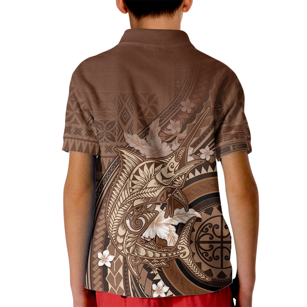 Samoa Tatau Marlin Kid Polo Shirt With Siapo Motifs Brown