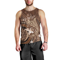 Samoa Tatau Marlin Men Tank Top With Siapo Motifs Brown