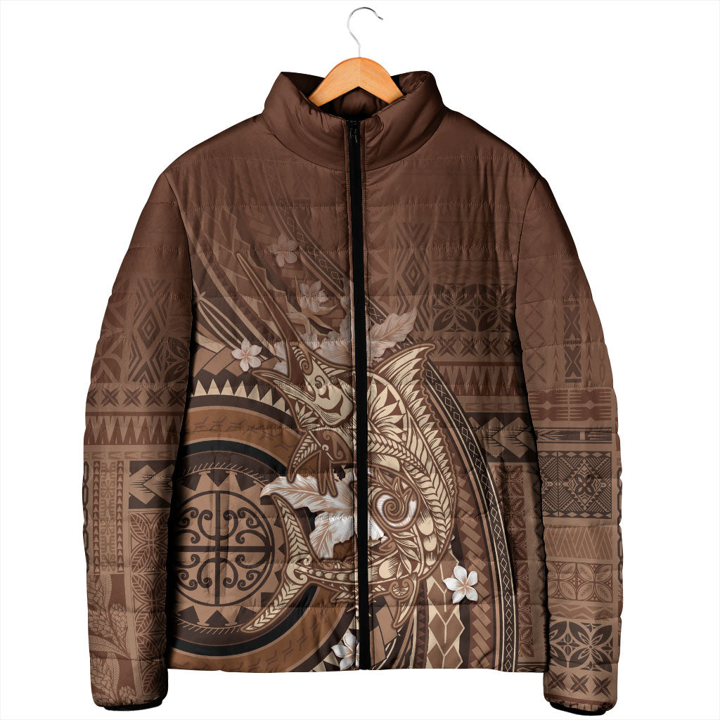 Samoa Tatau Marlin Padded Jacket With Siapo Motifs Brown
