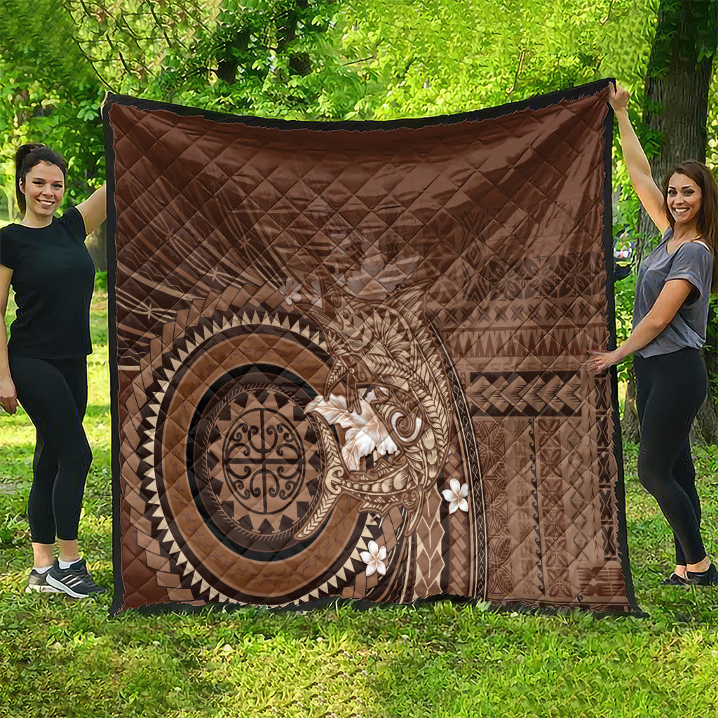 Samoa Tatau Marlin Quilt With Siapo Motifs Brown