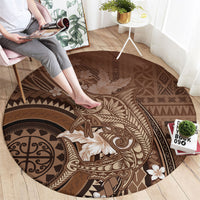Samoa Tatau Marlin Round Carpet With Siapo Motifs Brown