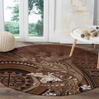Samoa Tatau Marlin Round Carpet With Siapo Motifs Brown