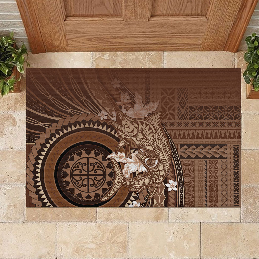 Samoa Tatau Marlin Rubber Doormat With Siapo Motifs Brown