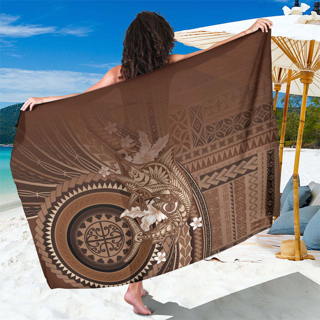 Samoa Tatau Marlin Sarong With Siapo Motifs Brown