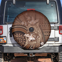 Samoa Tatau Marlin Spare Tire Cover With Siapo Motifs Brown