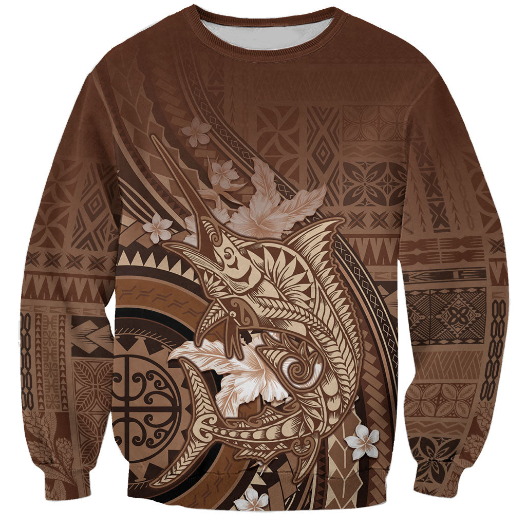 Samoa Tatau Marlin Sweatshirt With Siapo Motifs Brown