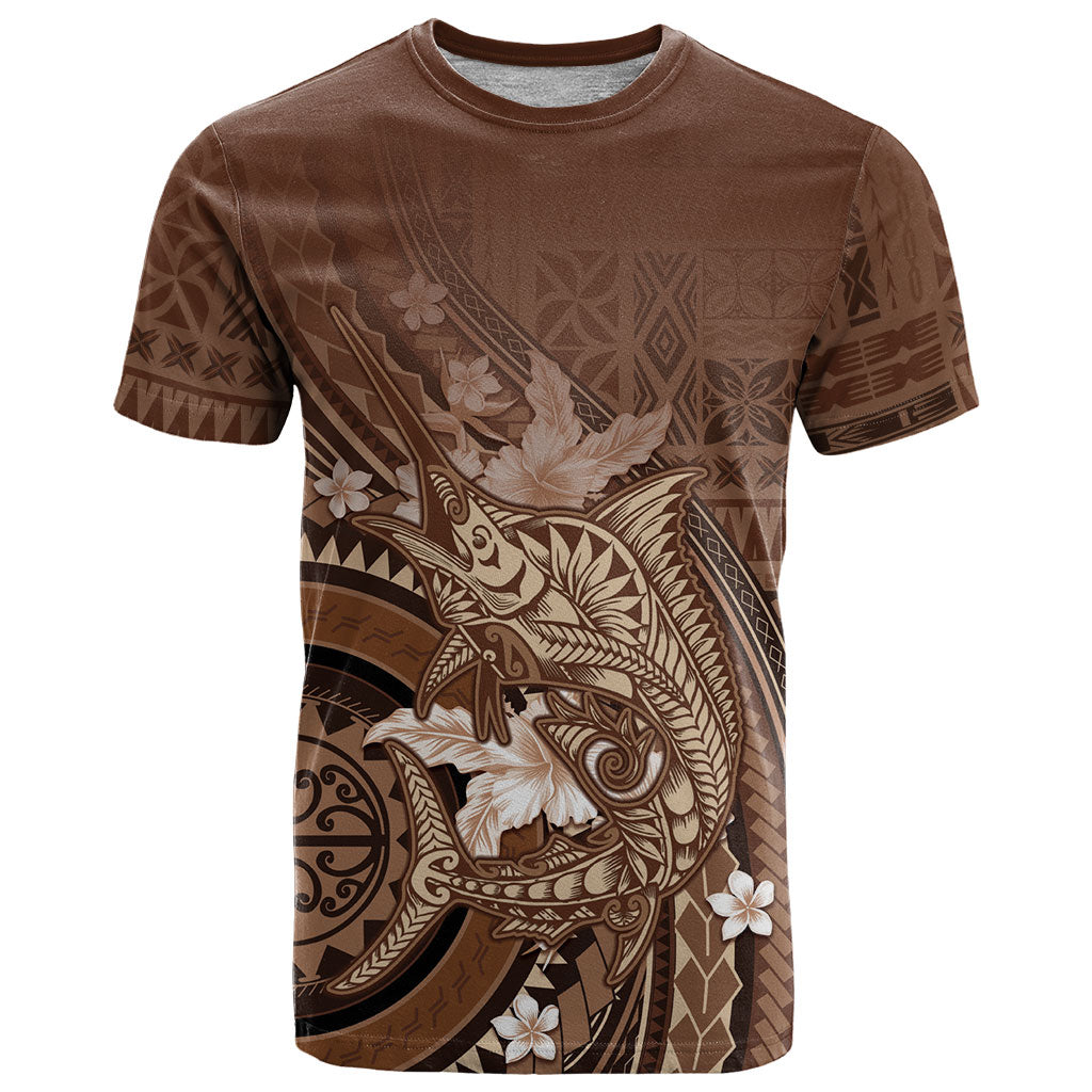 Samoa Tatau Marlin T Shirt With Siapo Motifs Brown