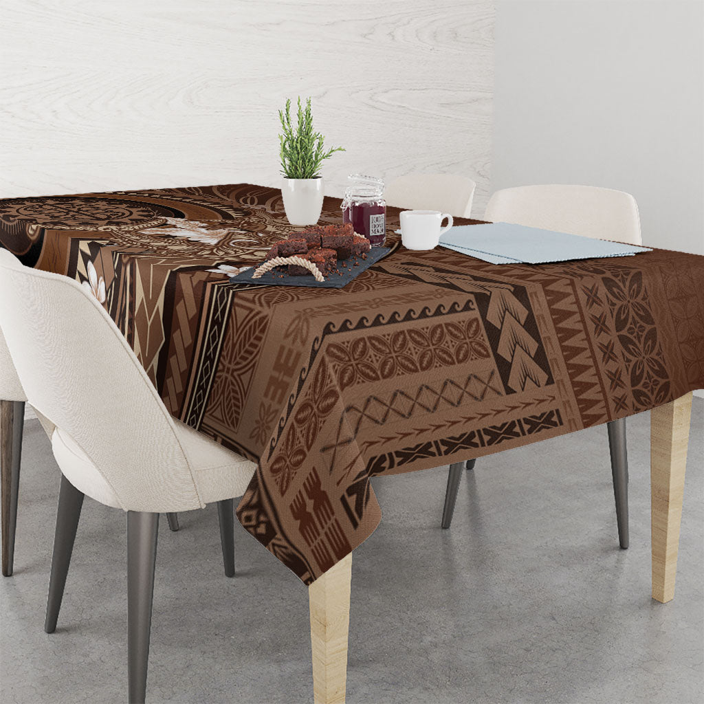 Samoa Tatau Marlin Tablecloth With Siapo Motifs Brown