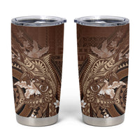 Samoa Tatau Marlin Tumbler Cup With Siapo Motifs Brown