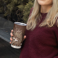 Samoa Tatau Marlin Tumbler Cup With Siapo Motifs Brown