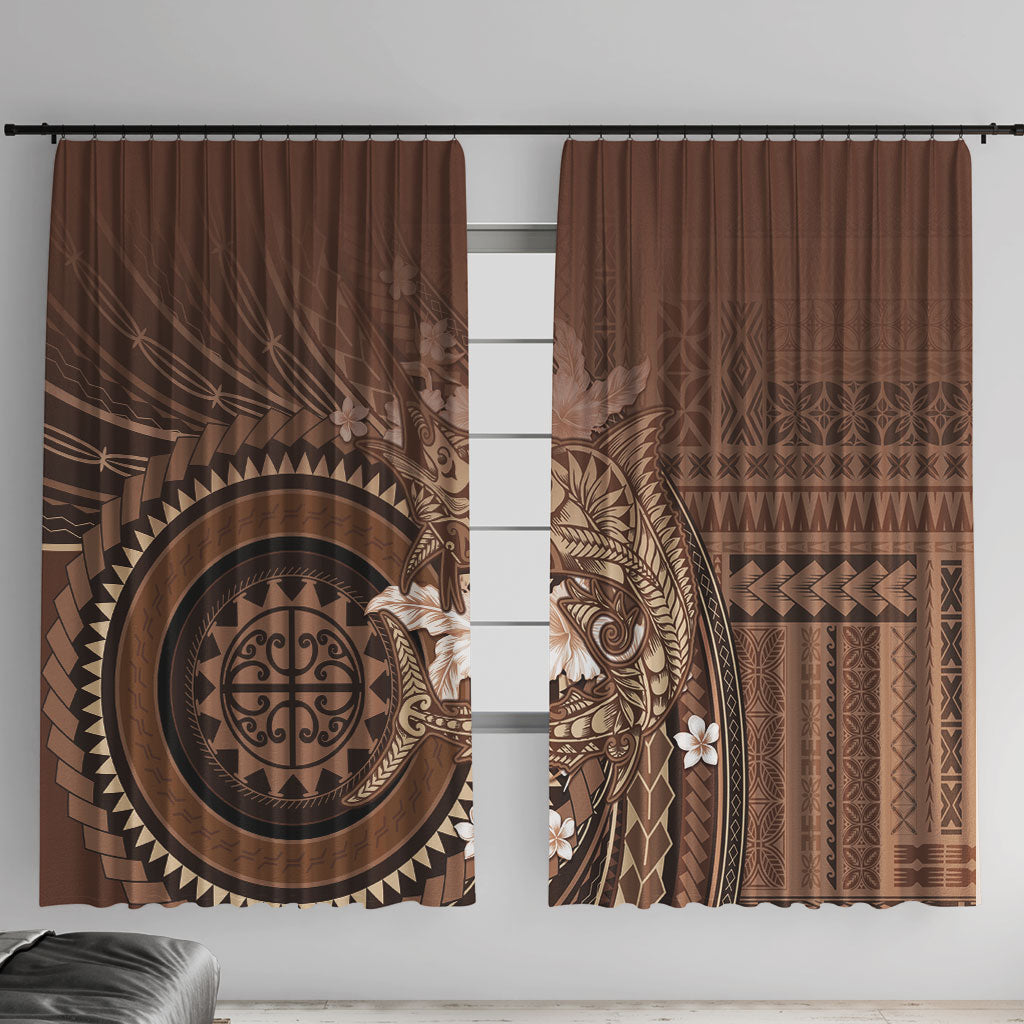 Samoa Tatau Marlin Window Curtain With Siapo Motifs Brown