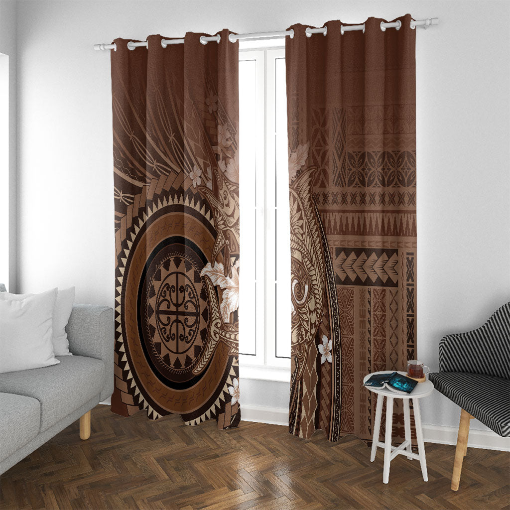 Samoa Tatau Marlin Window Curtain With Siapo Motifs Brown