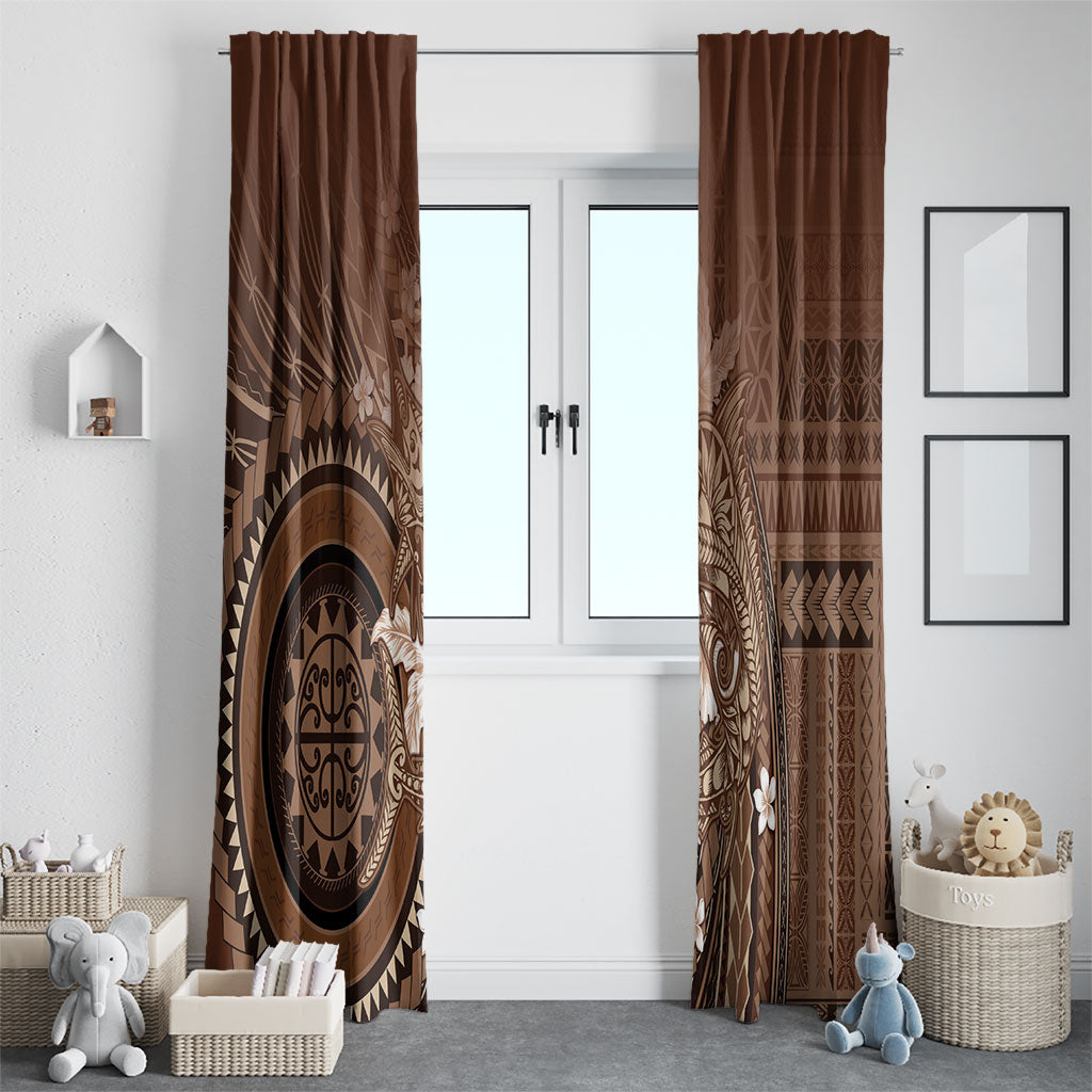 Samoa Tatau Marlin Window Curtain With Siapo Motifs Brown