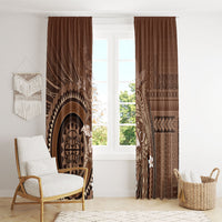 Samoa Tatau Marlin Window Curtain With Siapo Motifs Brown