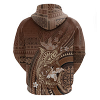 Samoa Tatau Marlin Zip Hoodie With Siapo Motifs Brown