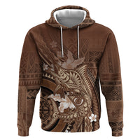 Samoa Tatau Marlin Zip Hoodie With Siapo Motifs Brown