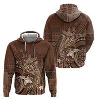 Samoa Tatau Marlin Zip Hoodie With Siapo Motifs Brown