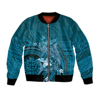 Samoa Tatau Marlin Bomber Jacket With Siapo Motifs Teal