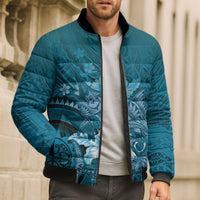 Samoa Tatau Marlin Bomber Puffer Jacket With Siapo Motifs Teal