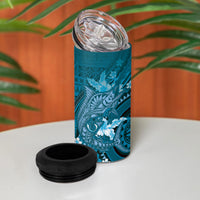 Samoa Tatau Marlin 4 in 1 Can Cooler Tumbler With Siapo Motifs Teal