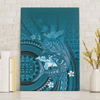Samoa Tatau Marlin Canvas Wall Art With Siapo Motifs Teal