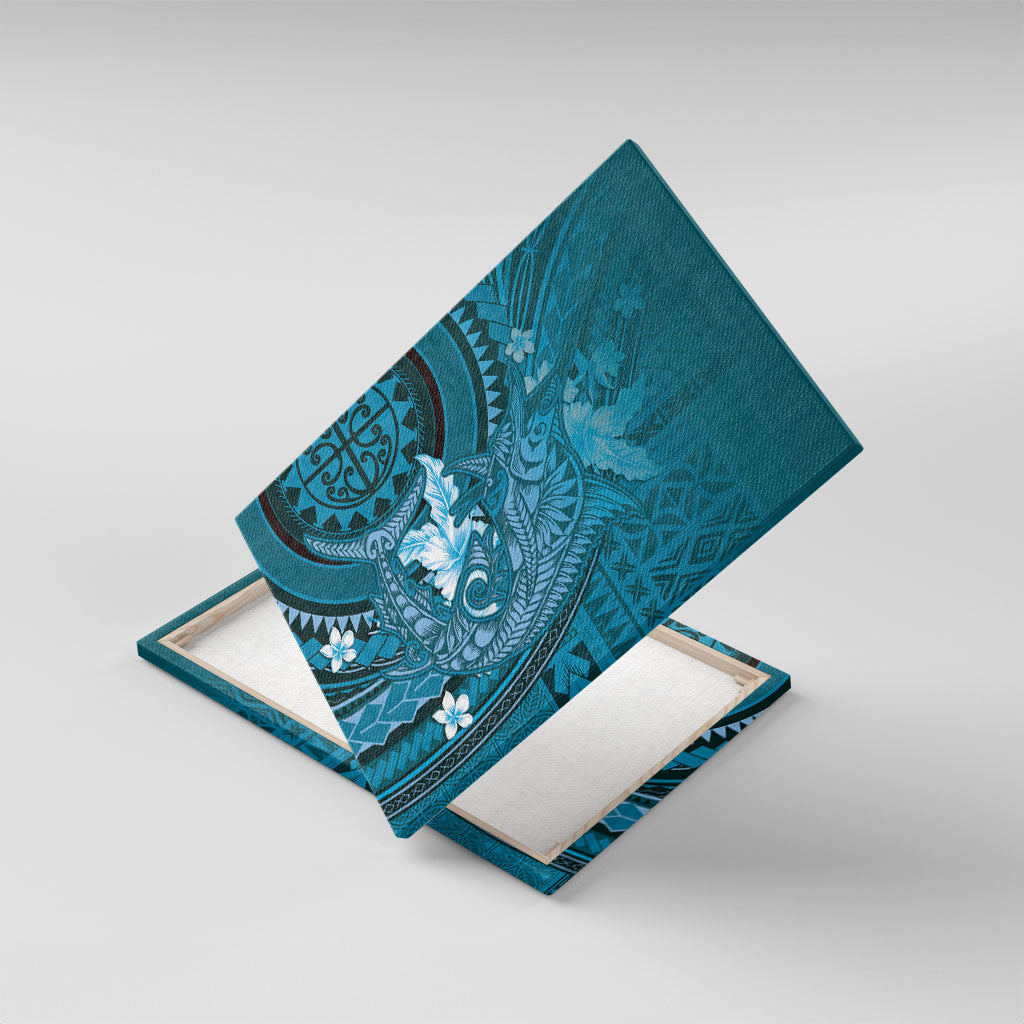 Samoa Tatau Marlin Canvas Wall Art With Siapo Motifs Teal