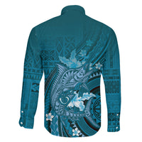 Samoa Tatau Marlin Family Matching Tank Maxi Dress and Hawaiian Shirt With Siapo Motifs Teal LT05 - Polynesian Pride