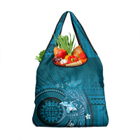 Samoa Tatau Marlin Grocery Bag With Siapo Motifs Teal