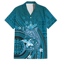 Samoa Tatau Marlin Hawaiian Shirt With Siapo Motifs Teal
