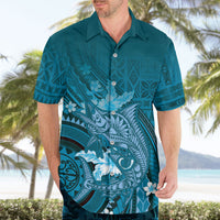 Samoa Tatau Marlin Hawaiian Shirt With Siapo Motifs Teal