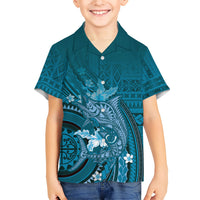 Samoa Tatau Marlin Hawaiian Shirt With Siapo Motifs Teal