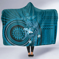 Samoa Tatau Marlin Hooded Blanket With Siapo Motifs Teal