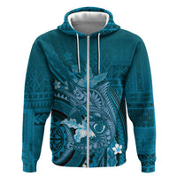 Samoa Tatau Marlin Hoodie With Siapo Motifs Teal