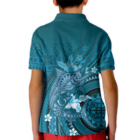 Samoa Tatau Marlin Kid Polo Shirt With Siapo Motifs Teal
