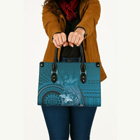 Samoa Tatau Marlin Leather Bag With Siapo Motifs Teal