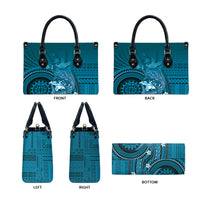 Samoa Tatau Marlin Leather Bag With Siapo Motifs Teal